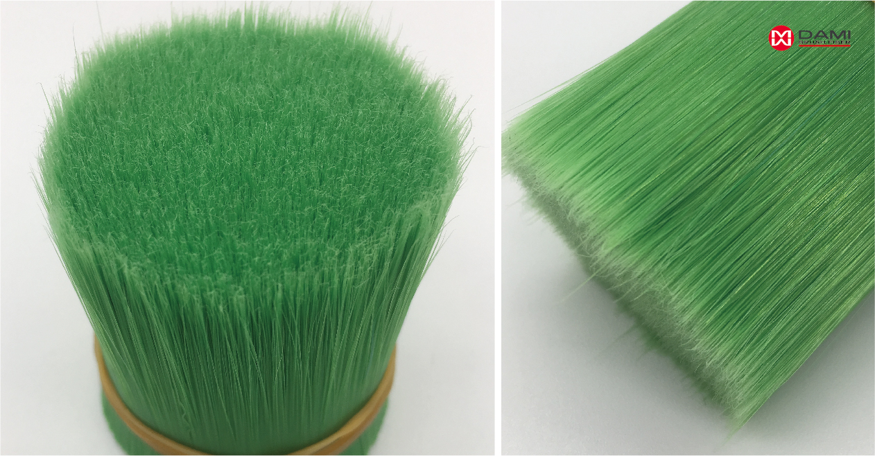 green pbt tapered filament for paint brush Green PBT PET Solid Tapered Bristle Paint Brush Filament插图