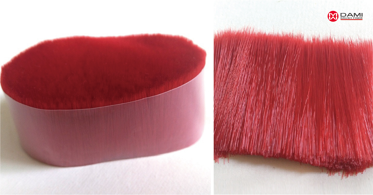 make-up brush hair Matte Red PBT PET Nylon Tapered Fiber Bristle Filament插图
