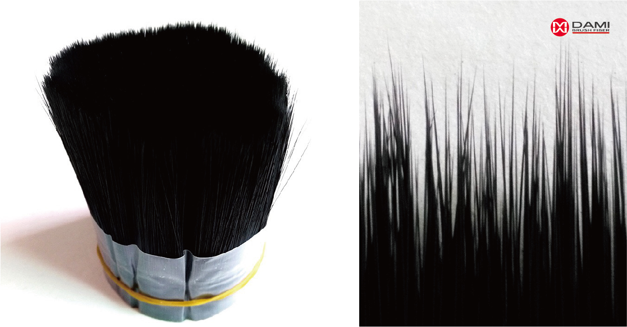 black color tapered brush hair bristle filament Black PBT PET Nylon Tapered Bristle Hair Brush Filament插图