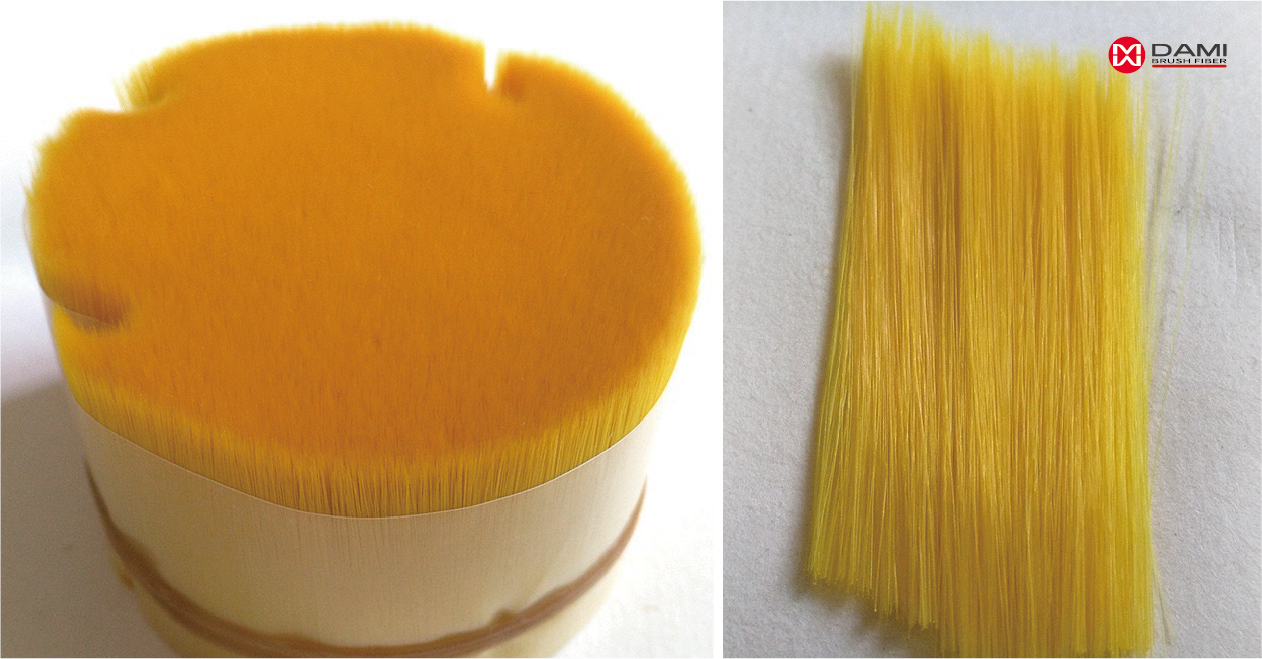 lemon yellow tapered hair brush filament bristle Chrome Yellow Tapered PBT PET Nylon Brush Hair Bristle插图