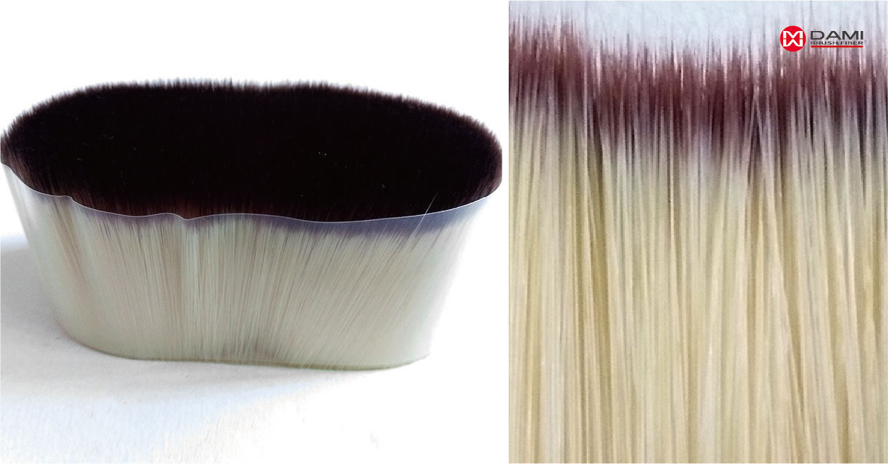 two-layed tips with colored tapered bristle Two-layered Dyed Tips Nylon PBT PET Tapered Hair插图